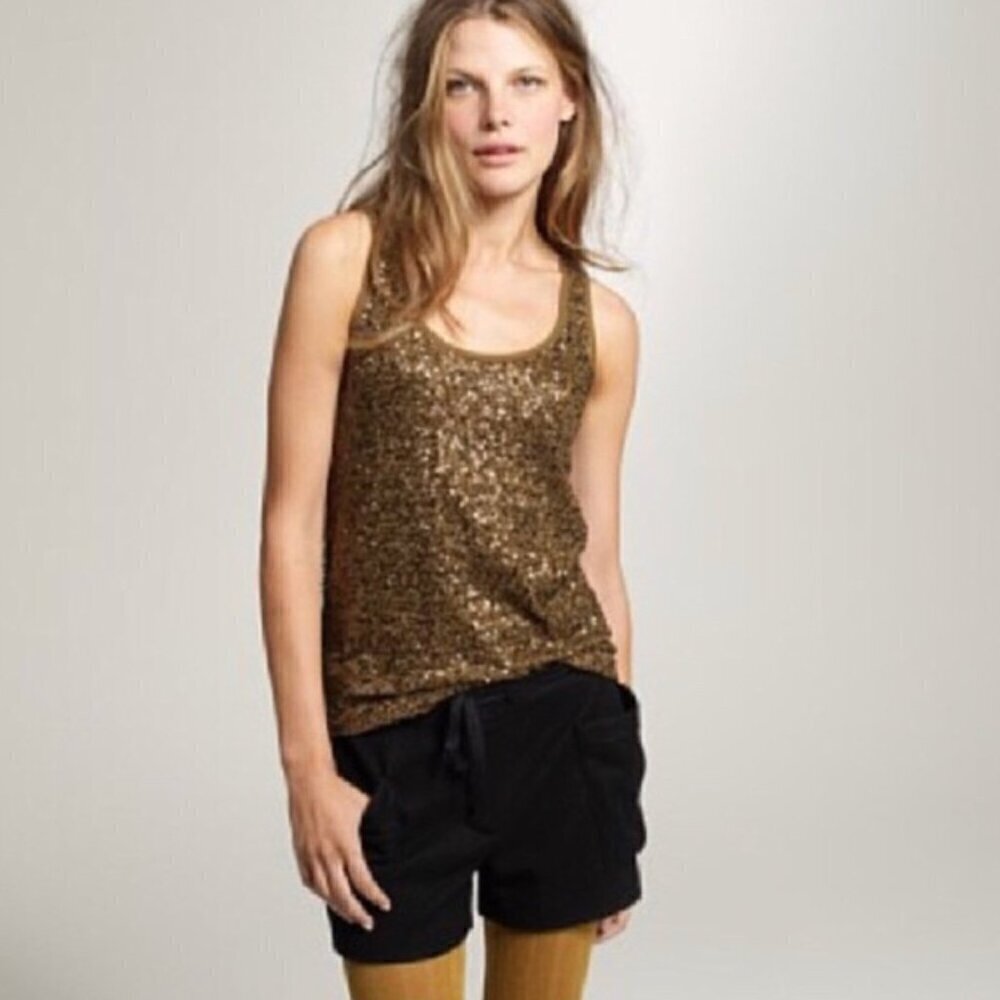 J Crew Bronze Drapey Sequins Tank Top Women’s Size XS - Picture 8 of 8